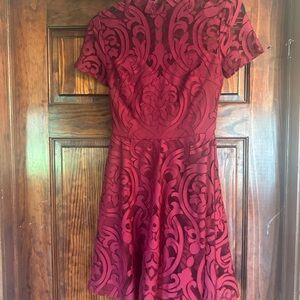 Lipsy Red Fit and Flare Mini Dress for Wedding Guests